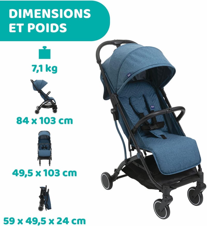 Chicco Trolleyme Stroller 0m-3y, Calypso Blue - Image 3